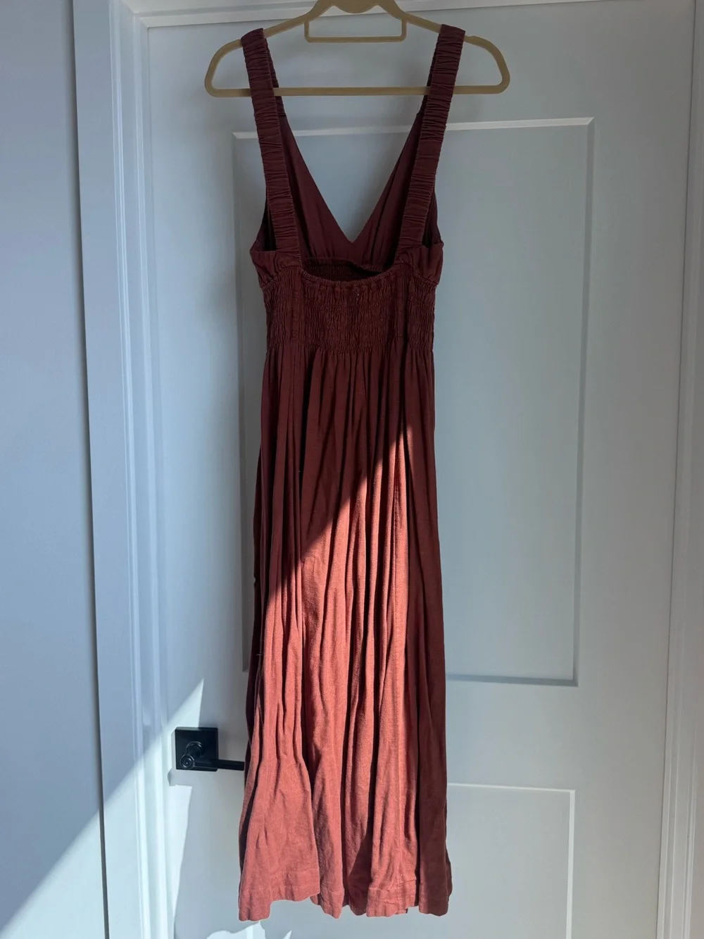 Abercrombie & Fitch Brick Red Smocked Waist Maxi Dress